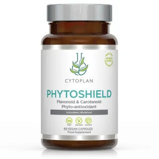 Cytoplan Phytoshield bottle, 60 vegan capsules, antioxidant supplement.