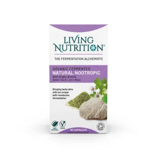 Living Nutrition Natural Nootropic capsules, 60 count, with Ginkgo, Brahmi, Green Tea, Lion's Mane.
