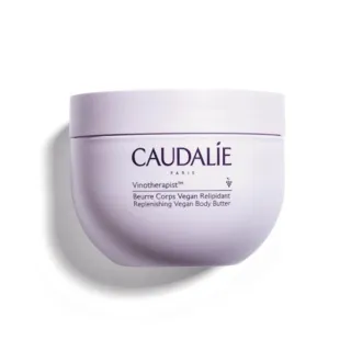 Caudalie Vinotherapist Replenishing Vegan Body Butter in a round lavender container.