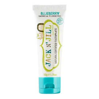 Jack N' Jill blueberry toothpaste, 50g, fluoride-free, with calendula and xylitol.