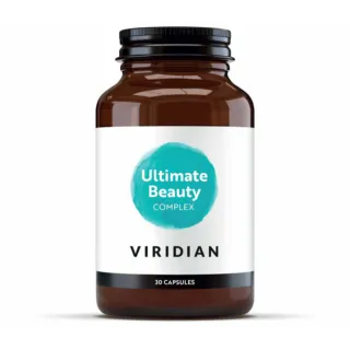 Brown bottle labelled "Ultimate Beauty Complex" by Viridian, 30 capsules.