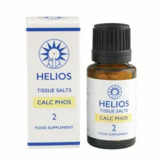 Helios Tissue Salts Calc Phos 2, food supplement bottle and box.