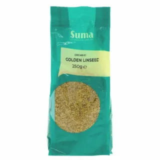 Suma Organic Golden Linseed 250g pack.
