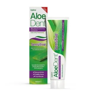 Aloe Dent Sensitive toothpaste, 100ml, with Aloe Vera and Echinacea for sensitive teeth and gums.