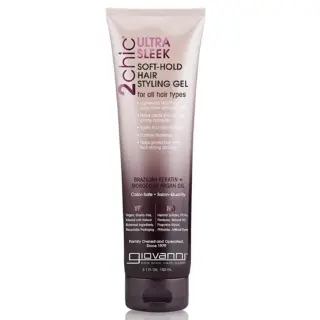 2chic Ultra Sleek Soft-Hold Hair Styling Gel, 150ml tube, Brazilian Keratin, Argan Oil.