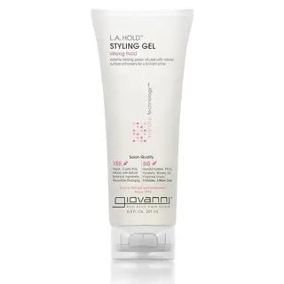 Giovanni L.A. Hold Styling Gel, strong hold, 200ml tube, vegan, cruelty-free, eco-friendly packaging.
