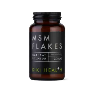 MSM Flakes jar, natural sulphur, 200g, Kiki Health label.
