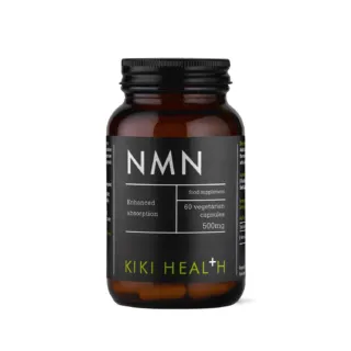 Kiki Health NMN supplement bottle, 60 vegetarian capsules, 500mg.