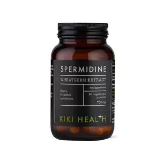 Brown bottle of Kiki Health Spermidine Wheatgerm Extract, 60 capsules, 700mg.