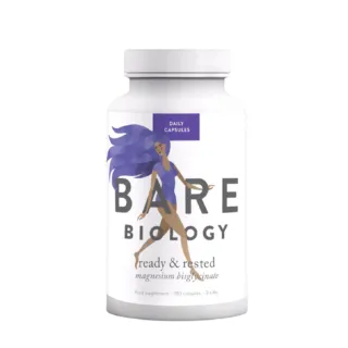 Bare Biology magnesium bisglycinate capsules, 180 count, daily use.
