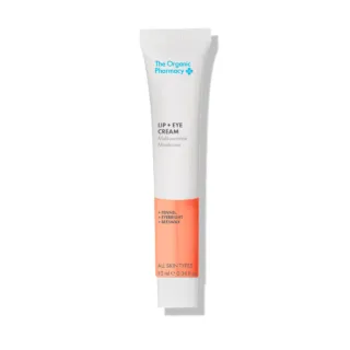 The Organic Pharmacy Lip + Eye Cream tube, 10 ml, for all skin types.