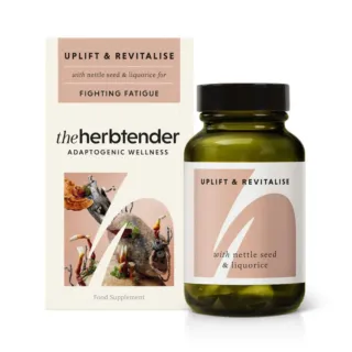 Herbtender Uplift & Revitalise supplement with nettle seed and liquorice for fighting fatigue.