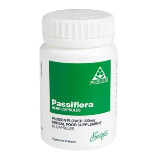 Passiflora herb capsules, 300mg, 60 count, vegetarian and vegan, by Bio-Health.