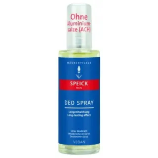 Speick Men Deo Spray bottle with blue label, vegan, no aluminium salts.
