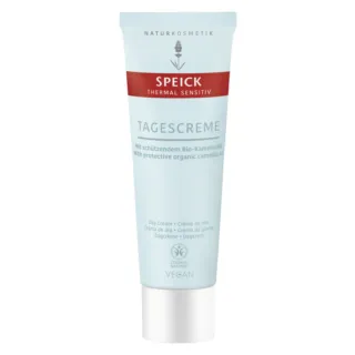 Speick Thermal Sensitiv Tagescreme tube with organic camellia oil, vegan label.