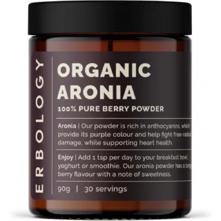 Erbology Organic Aronia 100% Pure Berry Powder, 90g, 30 servings.