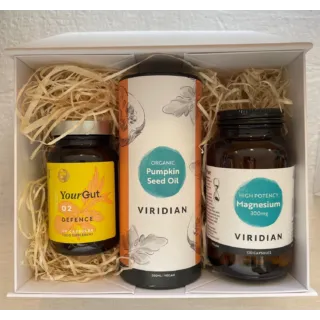 Three supplements in a box: YourGut Defence, Pumpkin Seed Oil, Magnesium 300mg.