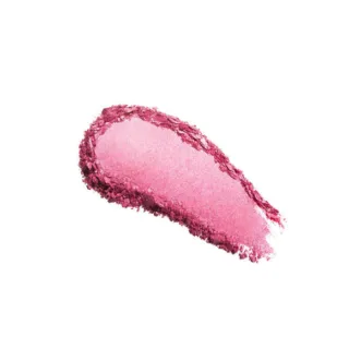 Pink powder eyeshadow smear on white background.
