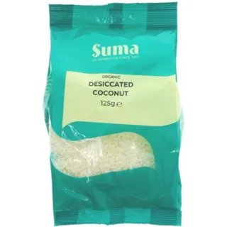 Suma organic desiccated coconut, 125g pack.
