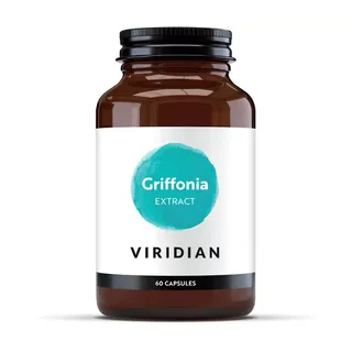 Brown bottle labelled "Griffonia Extract" by Viridian, 60 capsules.