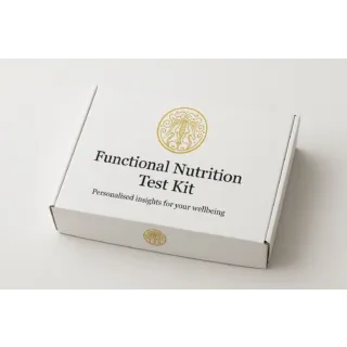 Functional Nutrition Test Kit box with gold emblem on white background.