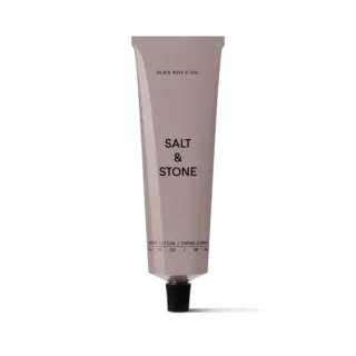 Salt & Stone body lotion tube, black rose and oud, 100 ml.
