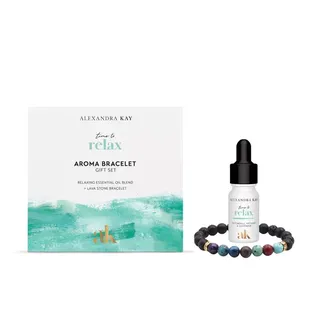 Aroma bracelet gift set with essential oil and lava stone bracelet.