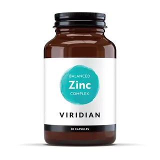 Viridian Balanced Zinc Complex bottle, 30 capsules.