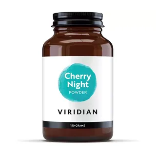 Brown jar of Viridian Cherry Night Powder, 150 grams.