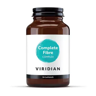 Brown bottle labelled "Complete Fibre Complex" by Viridian, 90 capsules.