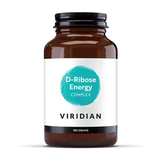 Brown jar labelled "D-Ribose Energy Complex" by Viridian, 180 grams.