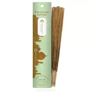 Eucalyptus incense sticks with green packaging and silhouette design.