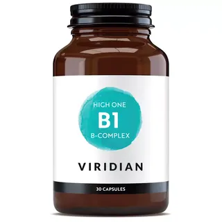 Brown bottle labelled "Viridian High One B1 B-Complex, 30 capsules".