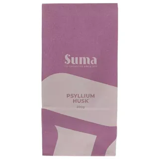 Suma Psyllium Husk 200g package with purple and white design.