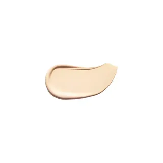 Cream-coloured skincare product smear on white background.