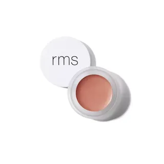 Open pot of peach-coloured cream with "rms" on the lid.