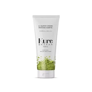 Kure Bazaar Matcha-Karite hand and nail cream tube with green powder design.