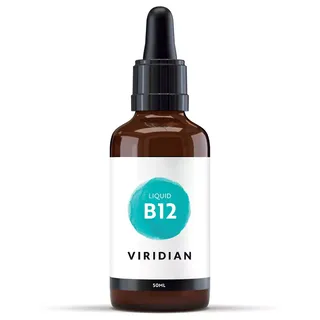 Brown bottle with dropper, labelled "Liquid B12 Viridian 50ml".