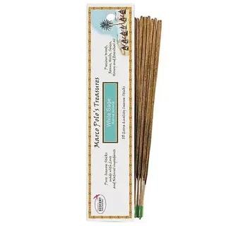 White Sage incense sticks, 10 pack, natural ingredients, Marco Polo's Treasures branding.