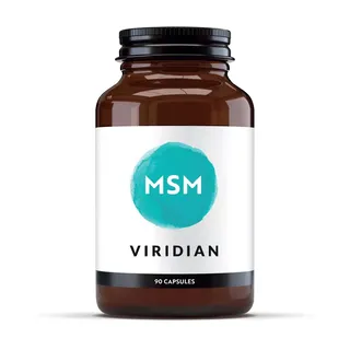 Brown bottle labelled "MSM Viridian, 90 capsules".