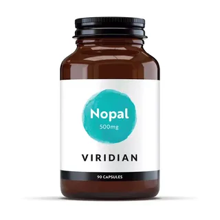 Brown bottle of Viridian Nopal 500mg, 90 capsules.