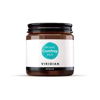Brown jar of Viridian Organic Comfrey Balm, 60 grams.