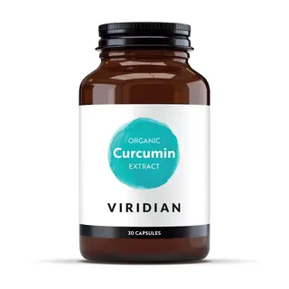 Brown bottle of Viridian Organic Curcumin Extract, 30 capsules.