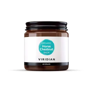 Brown jar of Viridian Organic Horse Chestnut Balm, 60 grams.