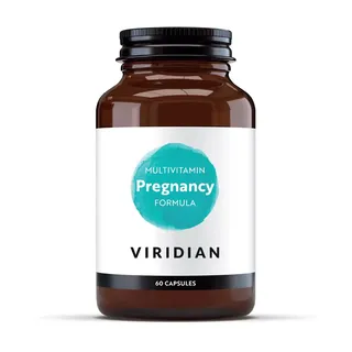 Viridian Multivitamin Pregnancy Formula, 60 capsules in a brown bottle.