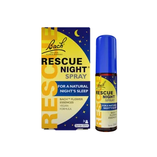 Bach Rescue Night Spray, 20ml bottle and box, for a natural night's sleep, vegan formula.
