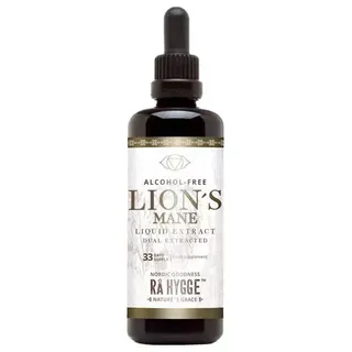 Lion's Mane liquid extract bottle, alcohol-free, 33 days supply, by Rå Hygge.