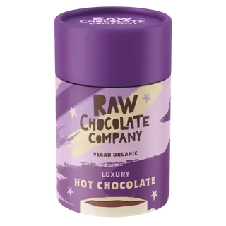 Purple tin of Raw Chocolate Company vegan organic luxury hot chocolate.