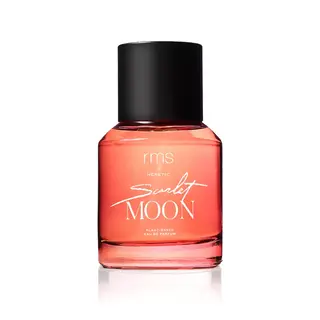 RMS Scarlet Moon perfume bottle with black cap and pink liquid.