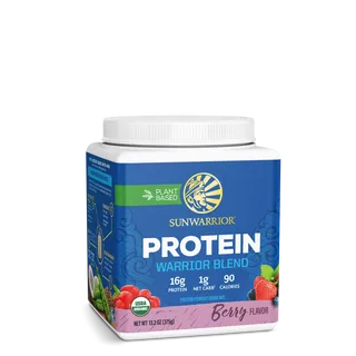 Sunwarrior Protein Warrior Blend, berry flavour, 375g, plant-based, USDA organic.